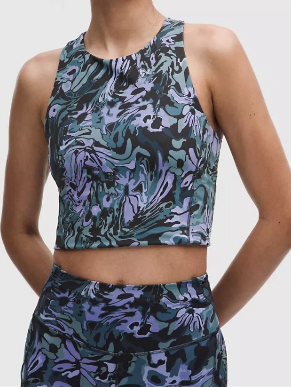 LIKE NEW Lululemon Swift Speed Cropped Tank, Dark Floral, Size 10